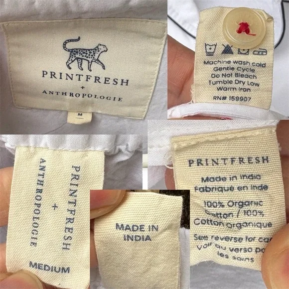 Printfresh + Anthropologie Organic Cotton Embroidery Ladybug Long PJ Set Sz M - Picture 2 of 15